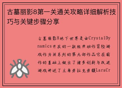 古墓丽影8第一关通关攻略详细解析技巧与关键步骤分享